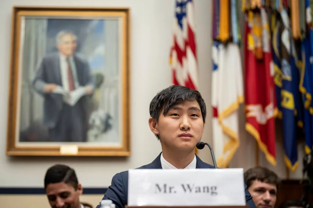 CEO of Scale A.I. Alexandr Wang testifies during a House Armed Services Subcommittee on Cyber, Information Technologies and Innovation hearing about artificial intelligence on Capitol Hill July 18, 2023 in Washington, DC.