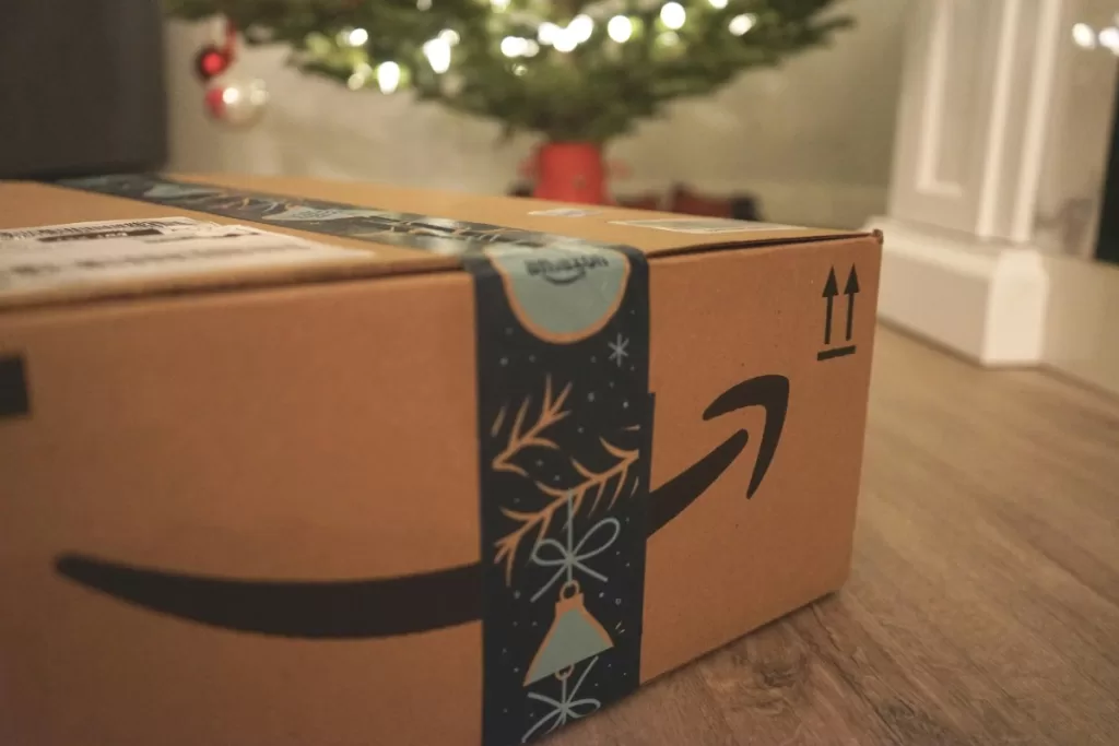 Amazon box on floor