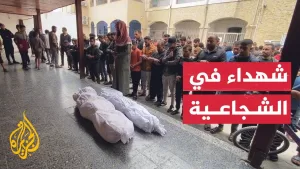 شاهد تشييع شهداء إثر قصف إسرائيلي على سوق في حي الشجاعية