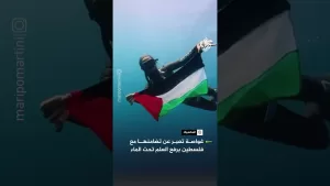 شاهد غواصة مكسيكية تعبر عن تضامنها مع فلسطين برفع العلم تحت الماء