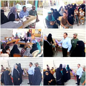 توزيع أقمشة وملابس من قبل وكيل لحج اللواء البكري تحت إشراف اتحاد الجمعيات والمؤسسات