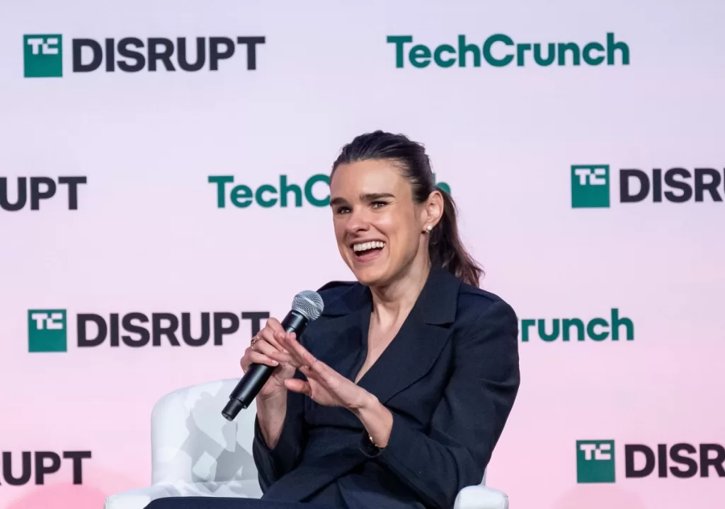 a photo of Christina Cacioppo on stage at TechCrunch Disrupt 2024