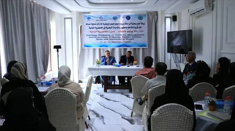 ورشة عمل وطنية لمراجعة مسودة خطط العمل الوطنية لإدارة وحماية اسماك القرش والسلاحف والطيور والثدييات البحرية باليمن