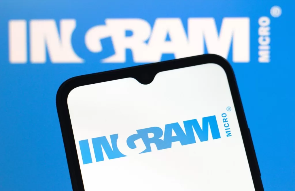 CANADA - 2025/04/23: In this photo illustration, the Ingram Micro Holding Corporation logo is seen displayed on a smartphone screen.