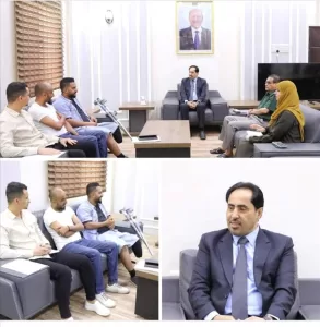 اخبار عدن – وزير الفئة الناشئة والرياضة يلتقي اتحاد كرة القدم للاعبين ذوي البتر