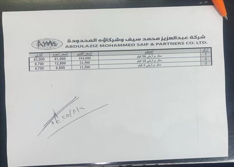 شركة عبدالعزيز محمد سيف تُعلن عن تخفيضات كبيرة في أسعار السكر.. والتخفيض يصل إلى 43 ألف ريال في الكيس الواحد