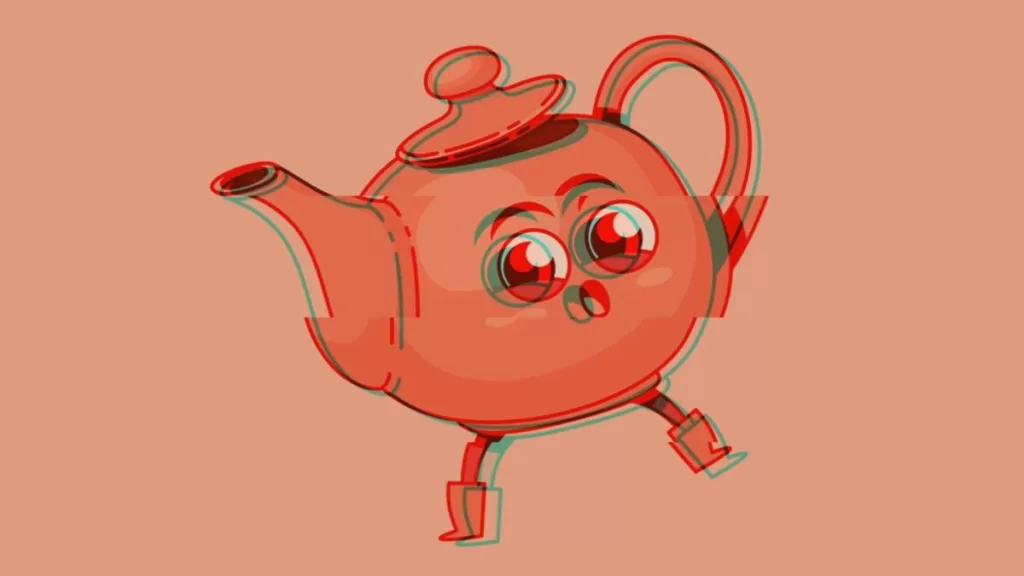 a screenshot of the TeaOnHer logo on an orange-ish background.