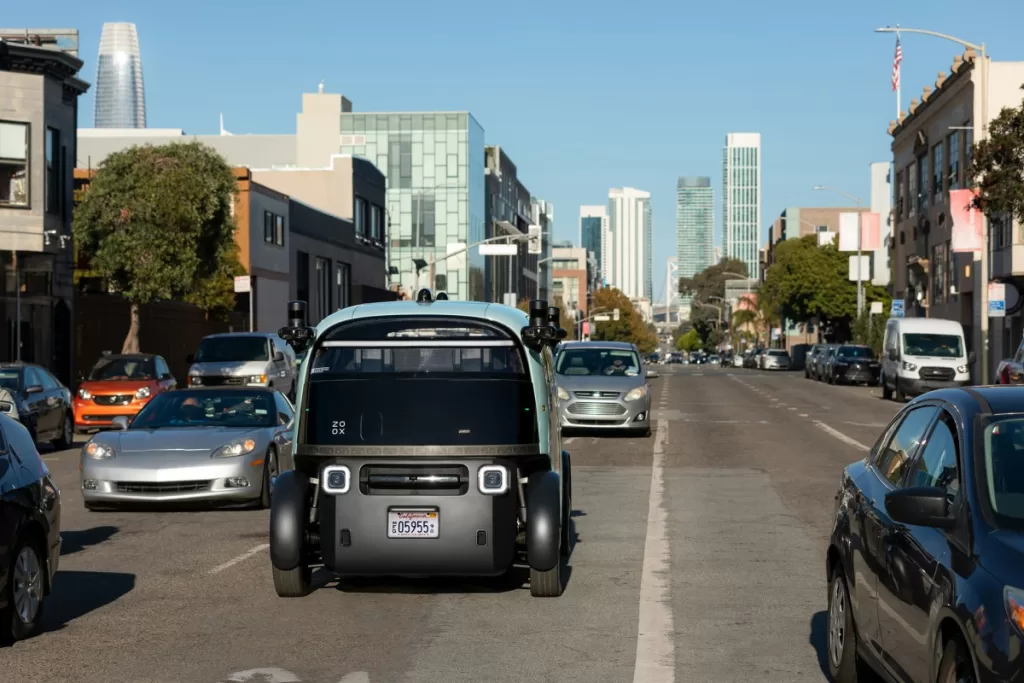 The Zoox robotaxi in San Francisco