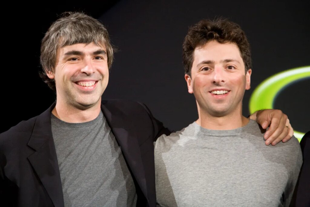 Larry Page and Sergey Brin, the co-founders of Google, in September 2008