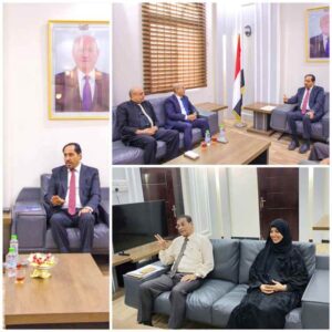 اخبار عدن – الوزير البكري يتباحث مع الأكاديمية العربية للعلوم الإدارية والمالية حول توقيع اتفاقية