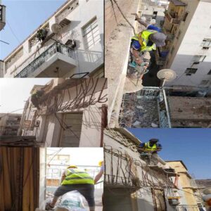 اخبار عدن – تصرف عاجل للتخلص من الخطر في عمارة مسعد بالمسرح الوطني بالتواهي